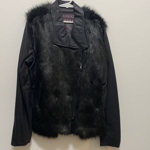 BlankNYC faux fur and leather Moto jacket
